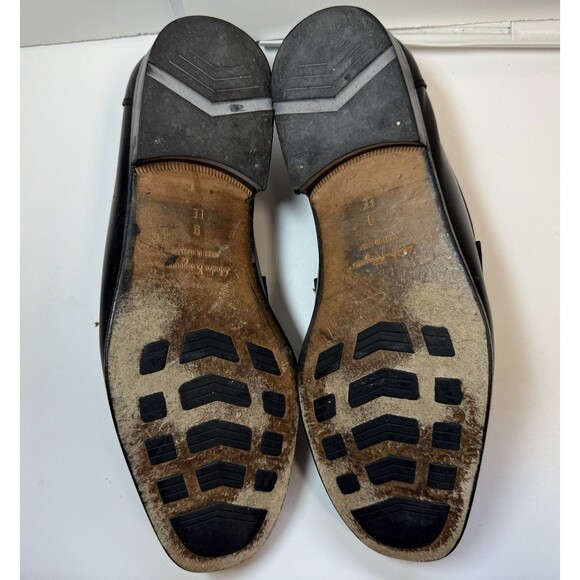Salvatore Ferragamo Black Italian Leather Metal Buckle Dress Loafers Sz 9EE main image 5
